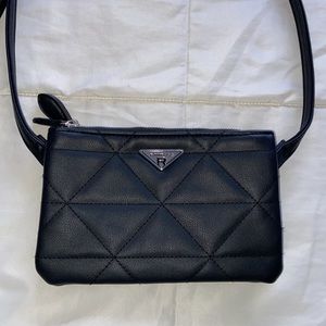 NWOT Rampage Small Black Faux-Leather Quilted Crossbody Shoulder Bag
